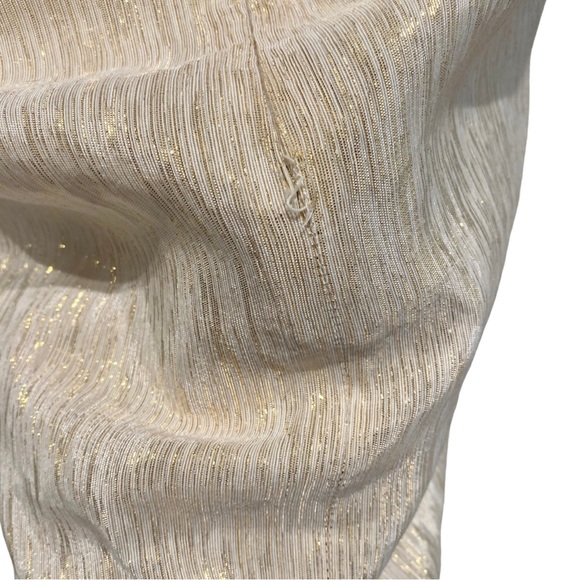 Ark & Co Gold Metallic Cocktail Dress with Black Stitched Polka Dot Design (M) - Picture 14 of 16